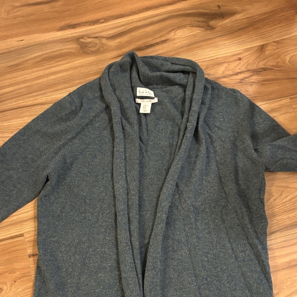 Cozy Heather Blue Open Front Cardigan